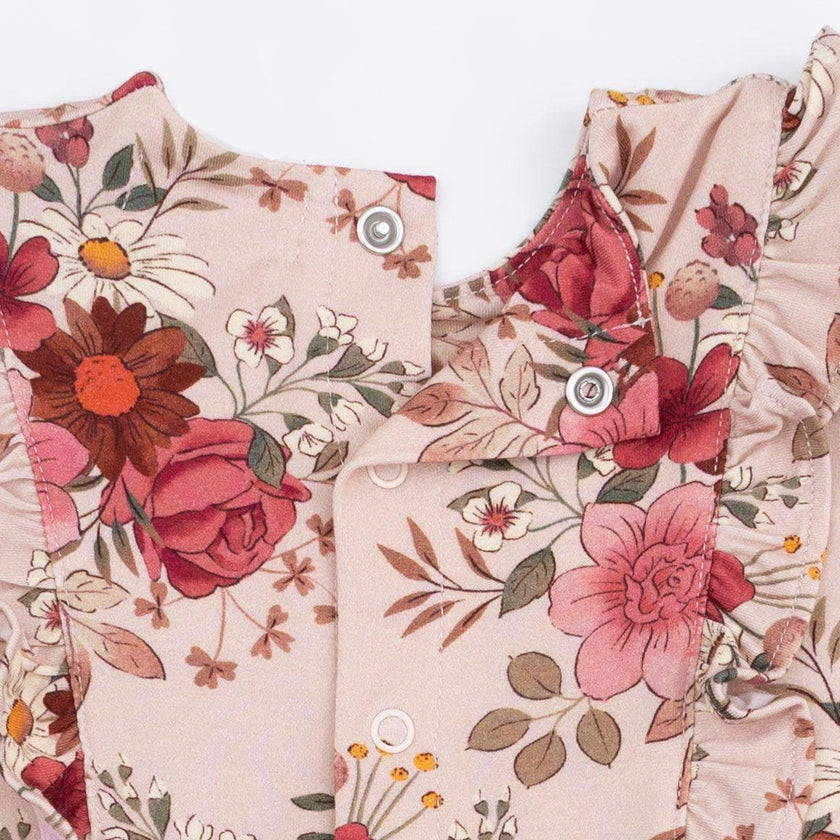 Sabrina Floral - Long Sleeve Ruffle Bodysuit Dress