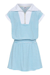 Wynne Dress Turq/White French Terry