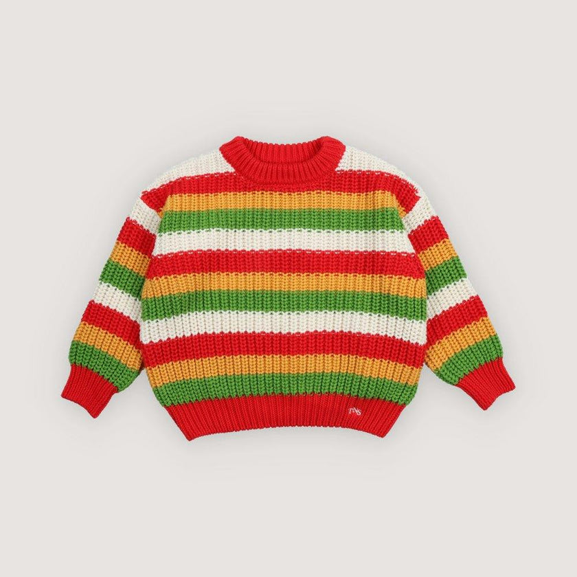 Lantana Jumper Tulip Red Knit Stripes