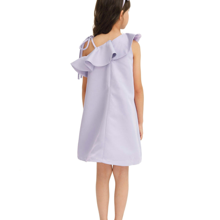 Purple Petulla Off Shoulder Ruffle Dress