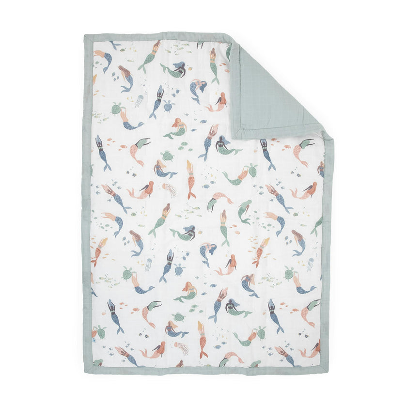 Cotton Muslin Toddler Comforter - Mermaid Party