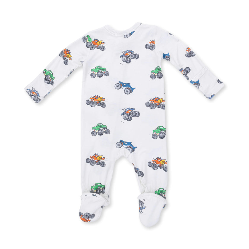 Monster Trucks - 2 Way Zipper Footie