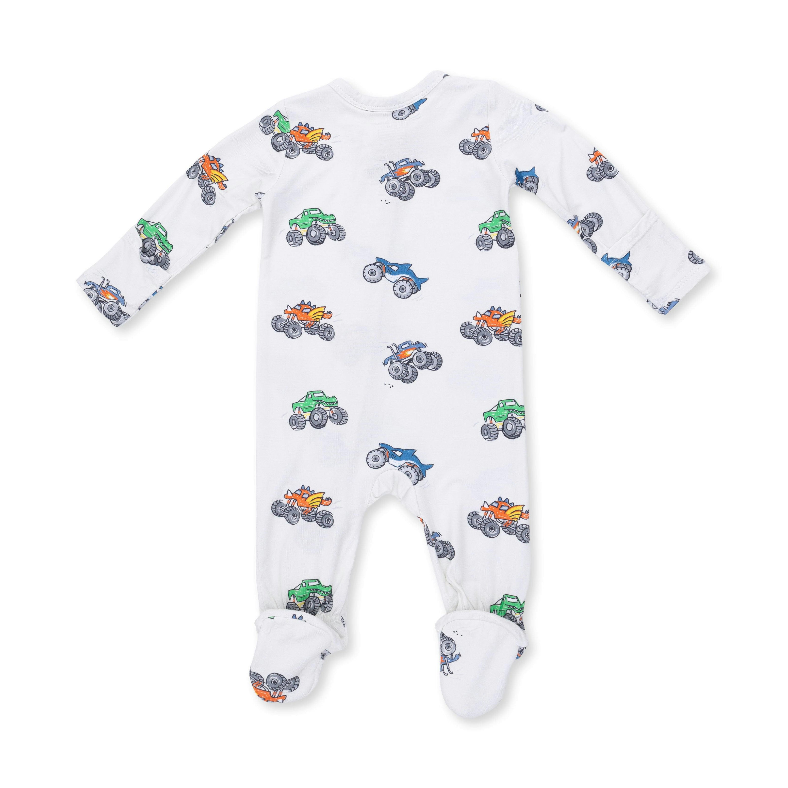 Monster Trucks - 2 Way Zipper Footie