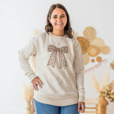 Mocha Floral Bow Patch Women's Sweatshirt