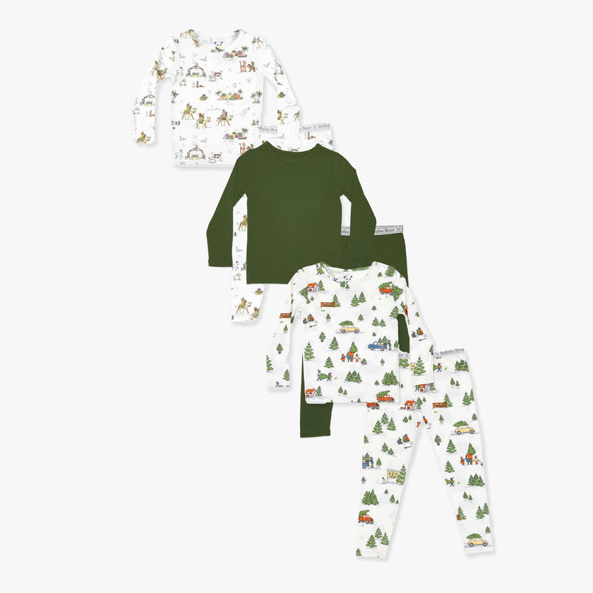 Classic Green Christmas Bundle - Bamboo Kids Pajamas