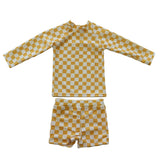 Kids Yellow Check Rash Guard
