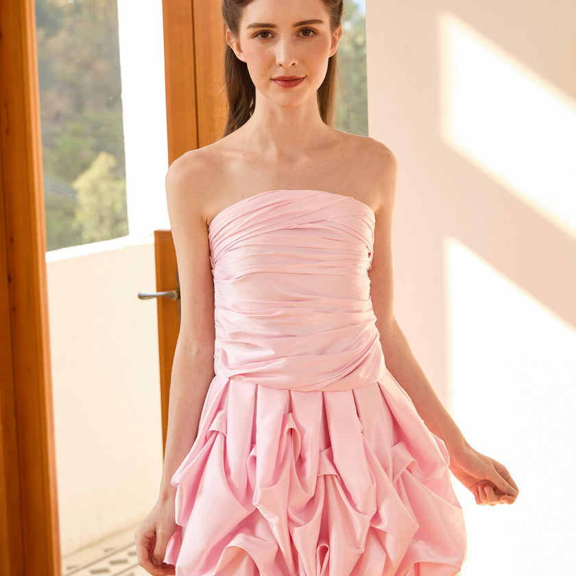 Light Pink Alerche Strapless Satin Dress