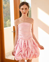 Light Pink Alerche Strapless Satin Dress