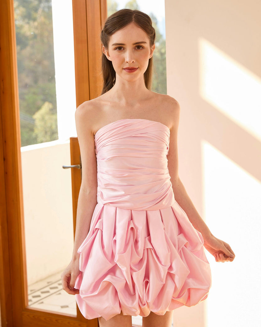 Light Pink Alerche Strapless Satin Dress