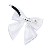 White Pearl-Trimmed Satin Hair Clip