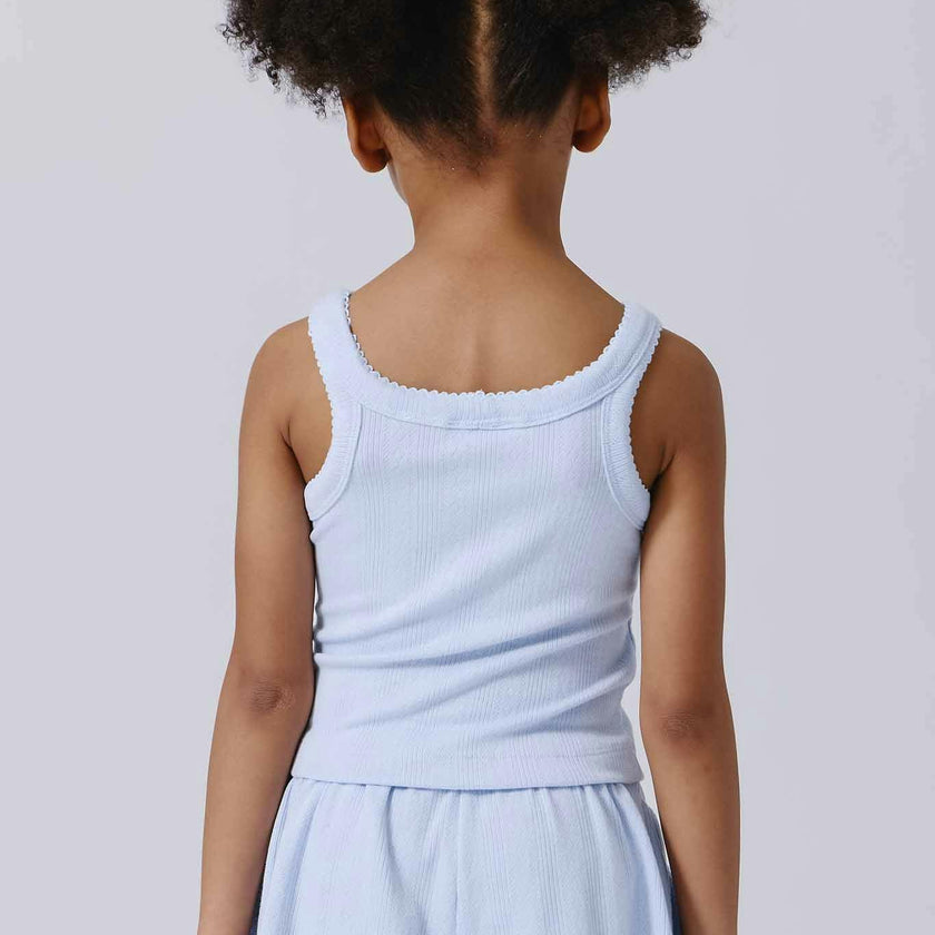 Girls Pointelle Tank in Cloud Blue