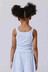 Girls Pointelle Tank in Cloud Blue