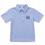 Griffin Boys' Pima Cotton Polo Golf Shirt Blue Stripes