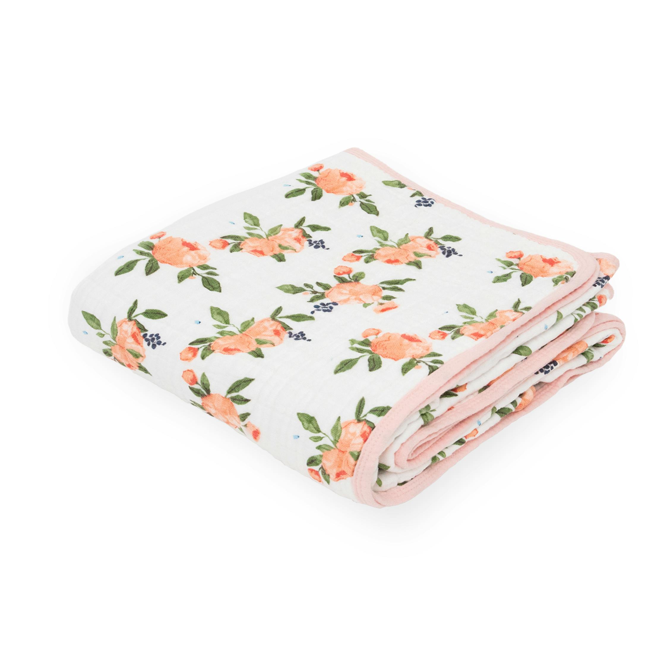 Original Cotton Muslin Quilt - Watercolor Roses 2