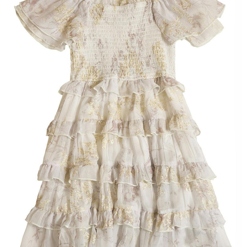 Mini Winnie Dress in Bright White Wispy Wildflower