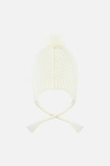 Winter Peruvian Knit Hat with Pompom Off-White