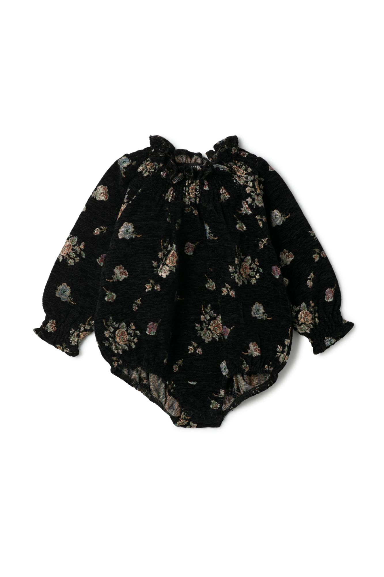 Floral Brocade Smocked Snap Bottom Bubble
