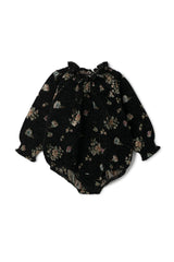 Floral Brocade Smocked Snap Bottom Bubble