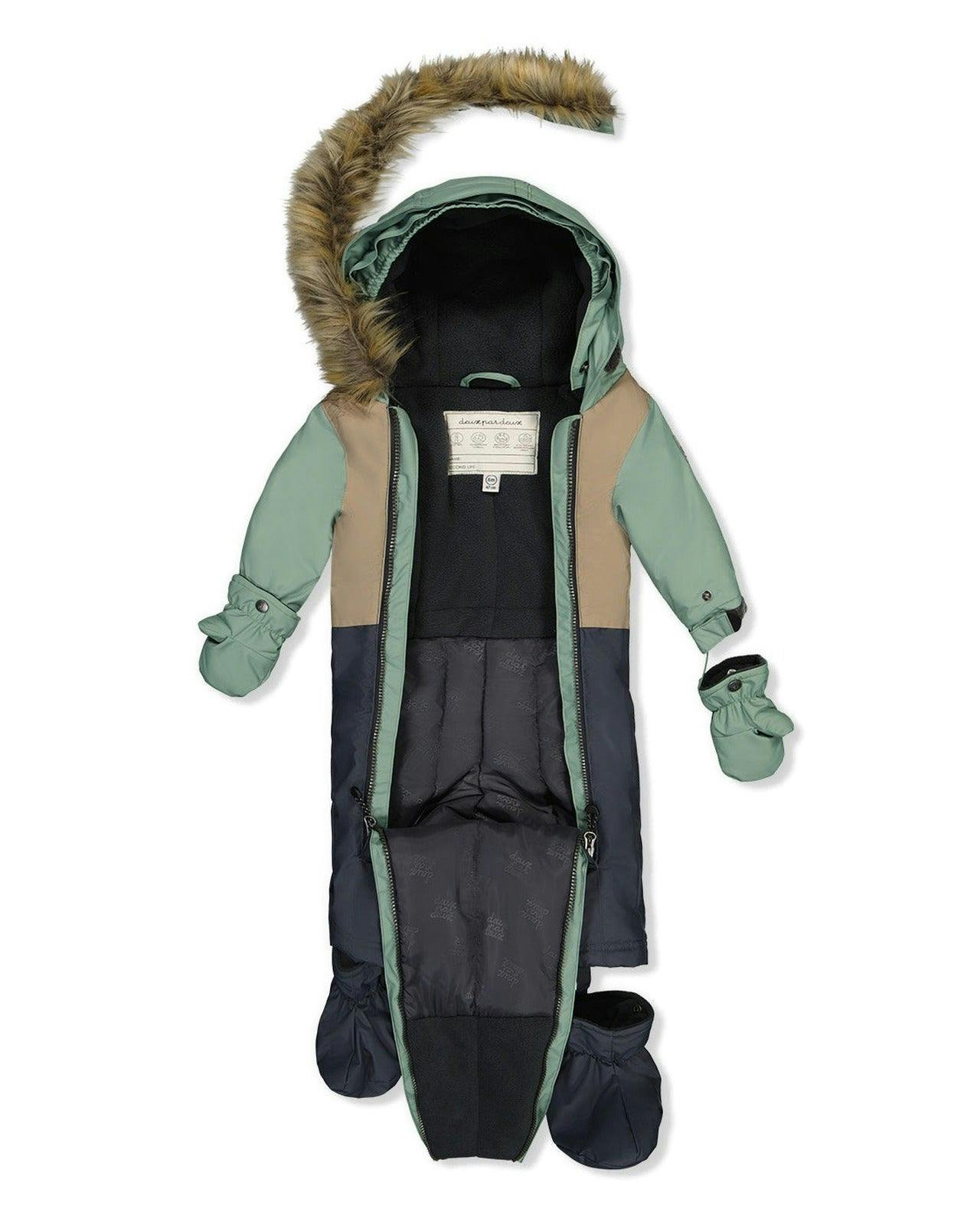 Baby One Piece Snowsuit Adapted For Car Seats Cool Dark Grey