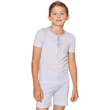 Kid's Pima Snug Fit Pajama Short Set in Pink Stripe