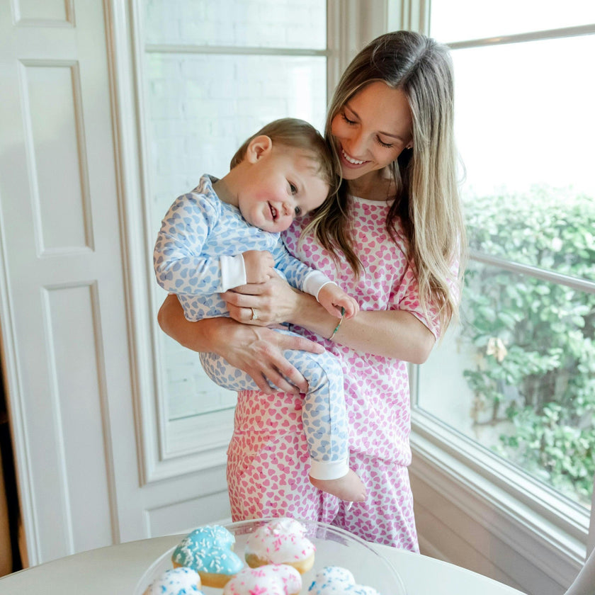 Parker Boys' Zipper Pajama - Confetti Hearts Blue