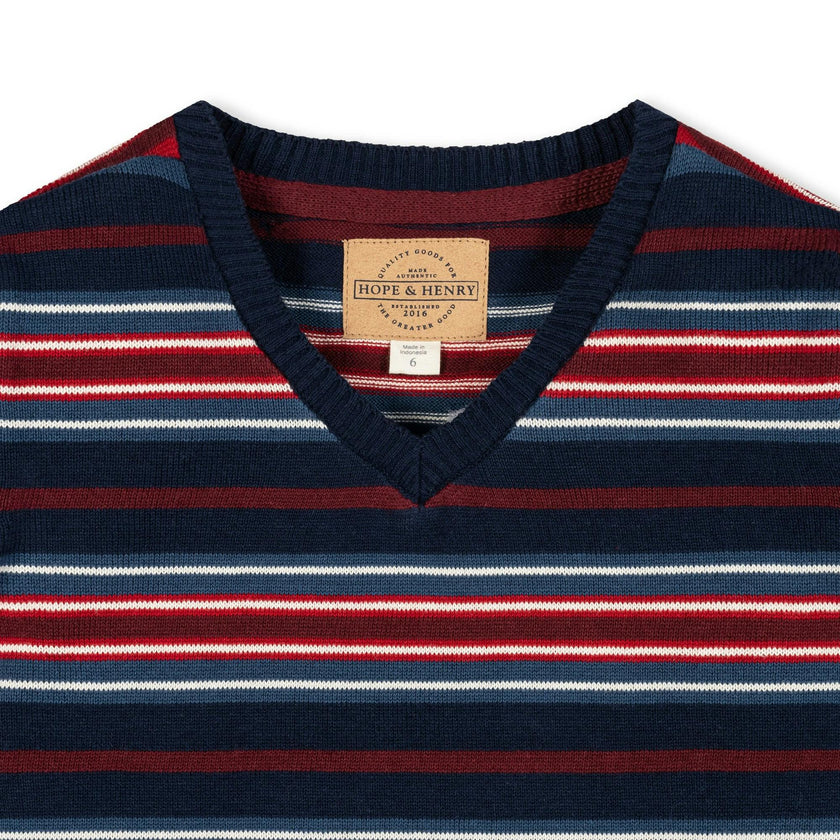 Organic V-Neck Sweater with Elbow Patches