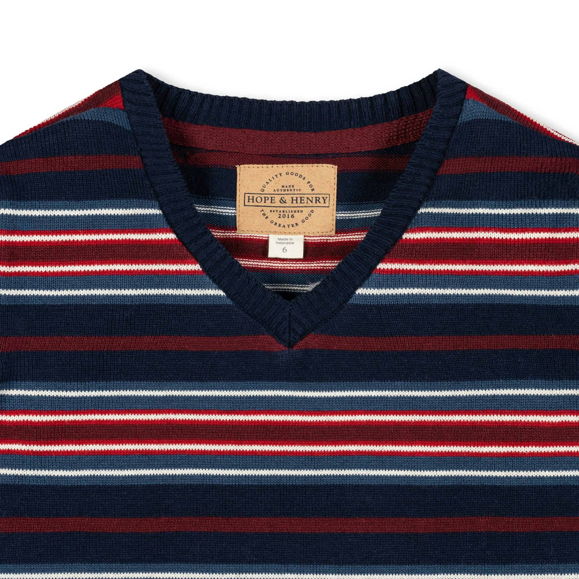 Organic V-Neck Sweater with Elbow Patches