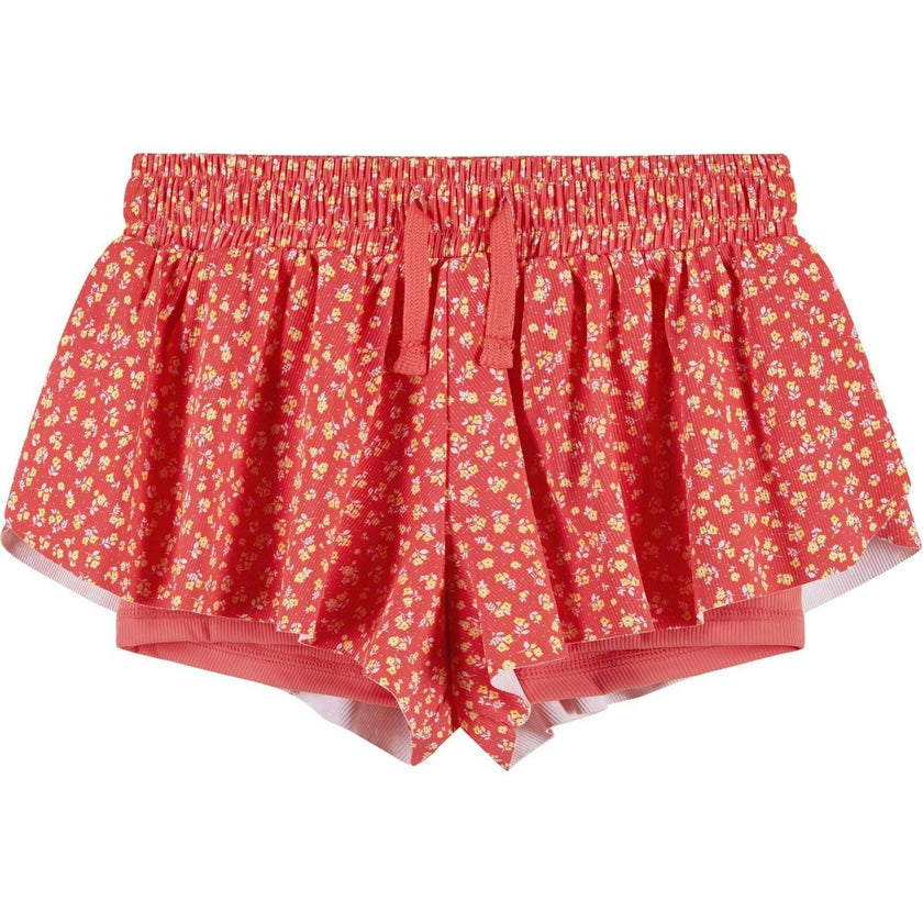Girls Athletic Short | Orange Floral