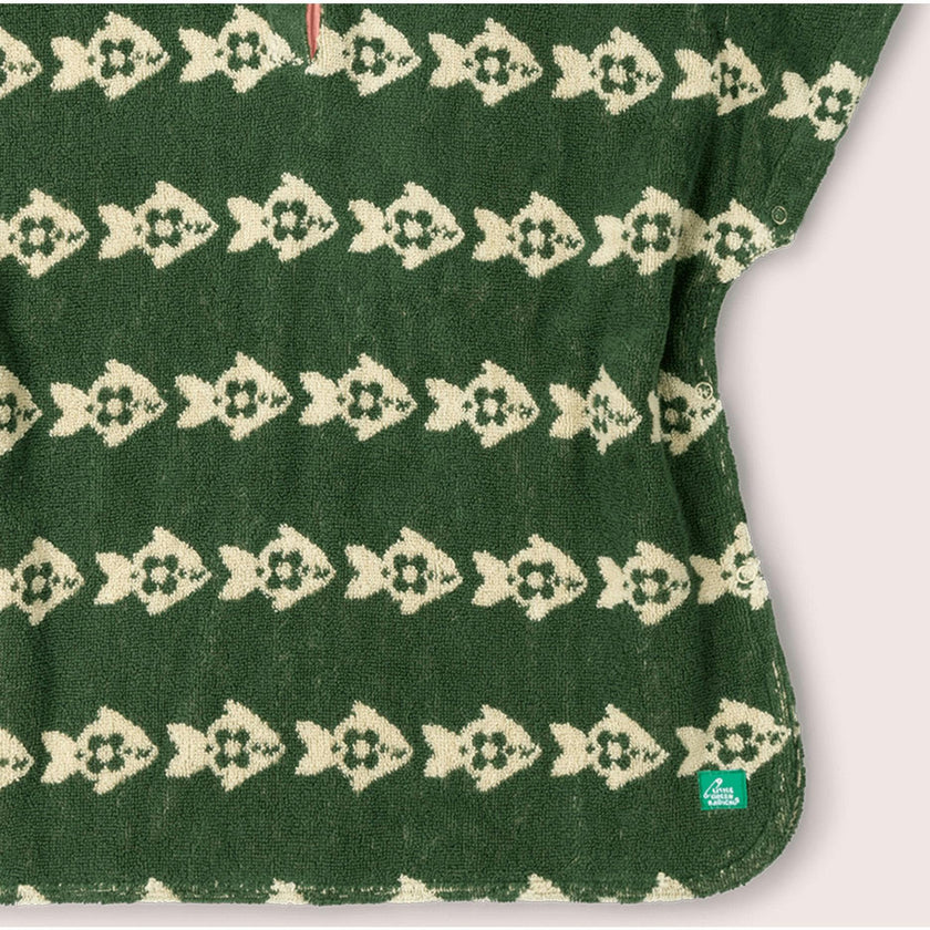 Swimming Fish Baby Towel Poncho, Green