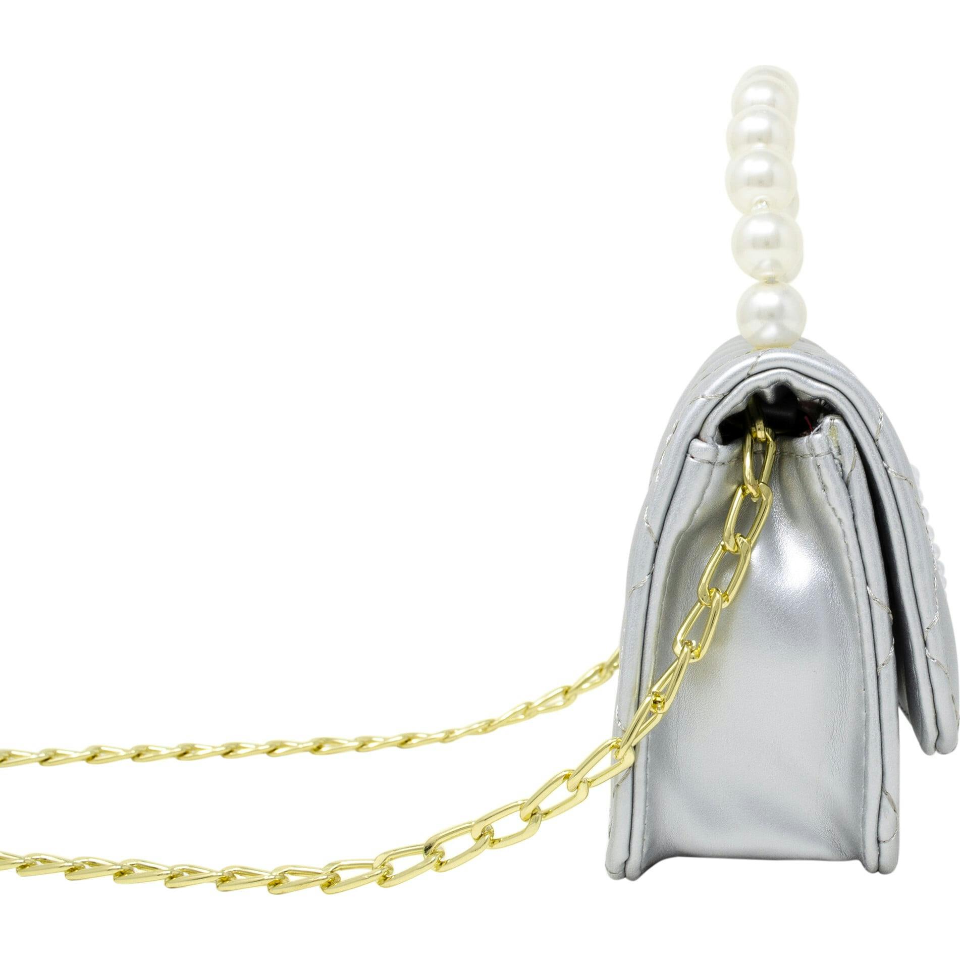 Quilted Pearl Handle Heart Bag