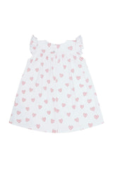 Pink Heart Print Scoop Neck Dress