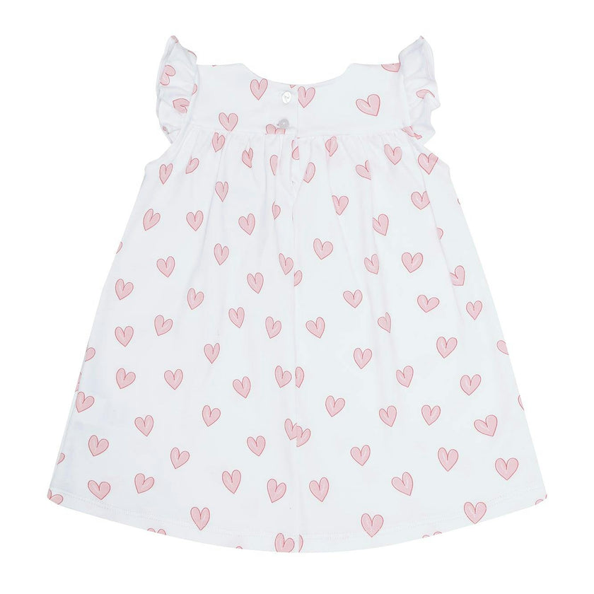 Pink Heart Print Scoop Neck Dress