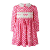 Bow Smocked Check Dress