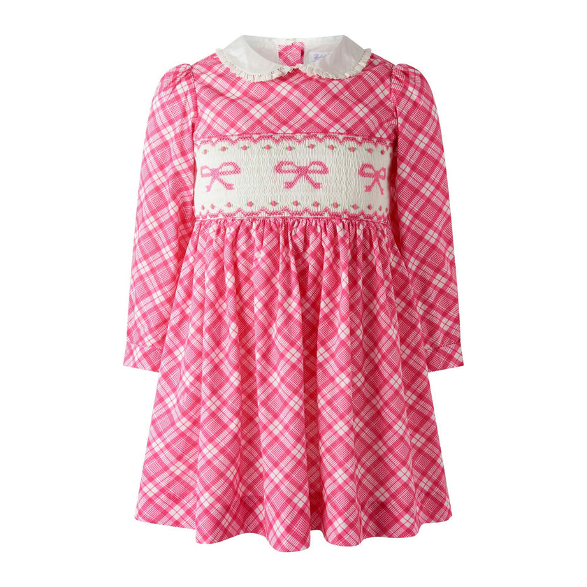 Bow Smocked Check Dress