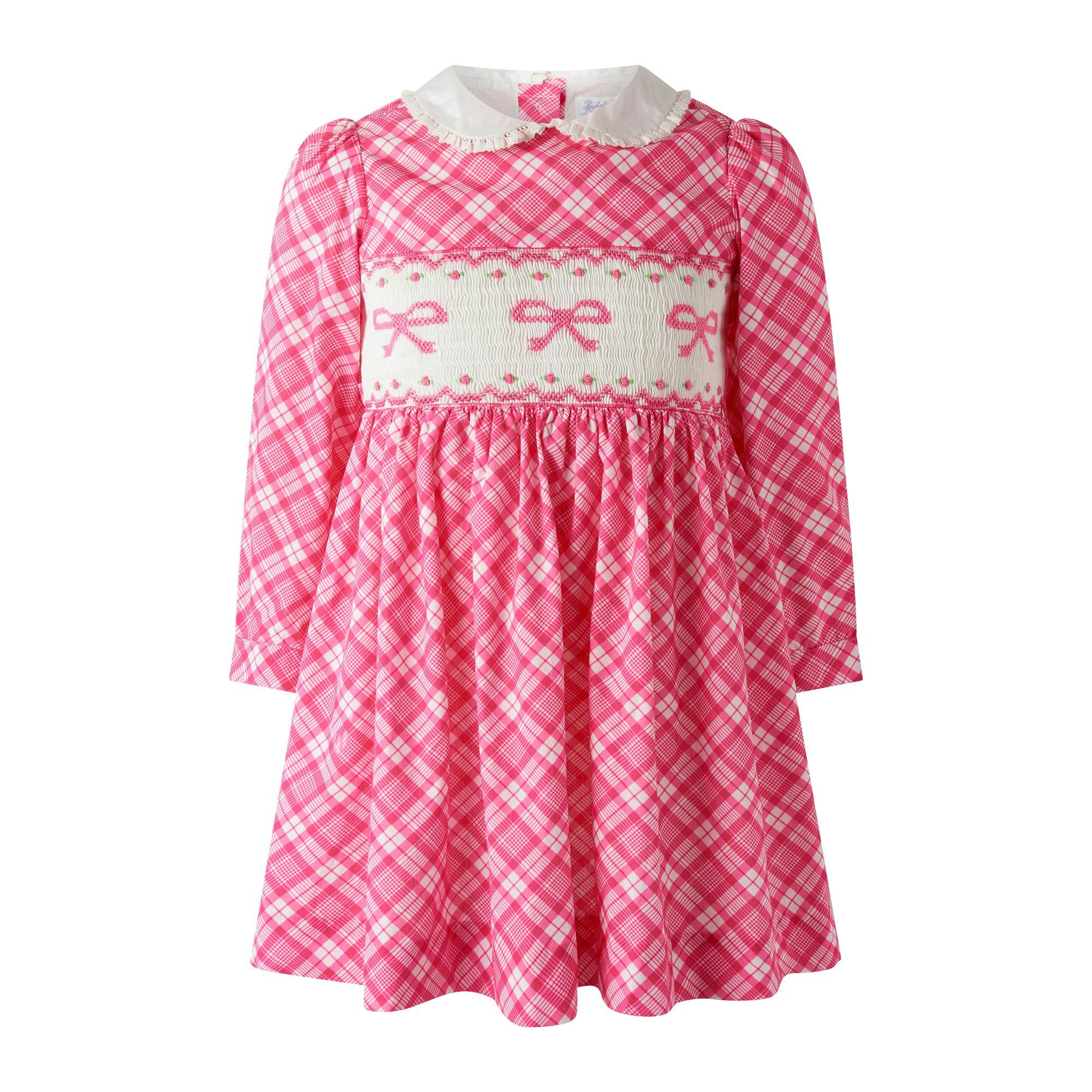 Bow Smocked Check Dress