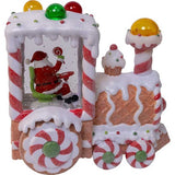 7.5-Inch Battery Operated USB LED Lighted Santa Train Lantern with Spinning Glitter Water.