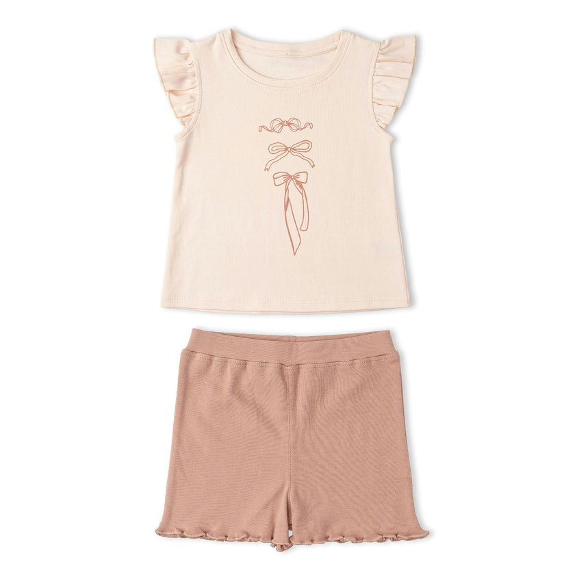 Organic Sleeveless Flutter Top & Shorts Set - Bows