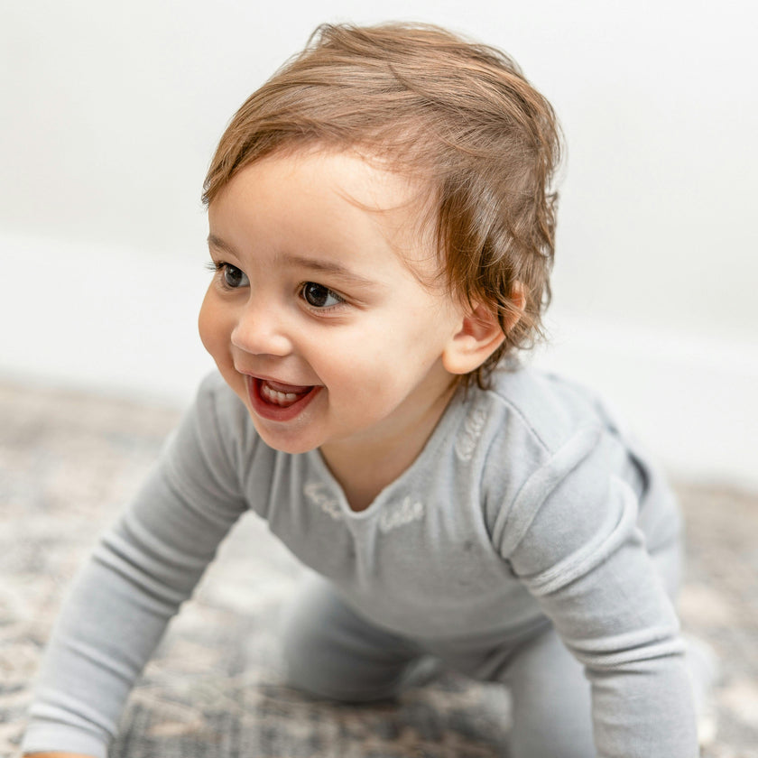 Bebe Embroidered Velour Onesie with Hat Beige