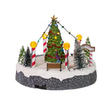 Kurt Adler 7-Inch Battery-Operated Musical LED Ice Rink with Tree Table Piece