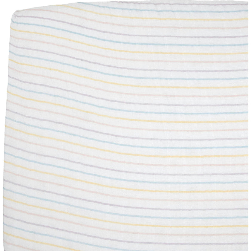 Cotton Muslin Crib Sheet - Unicorn Stripe