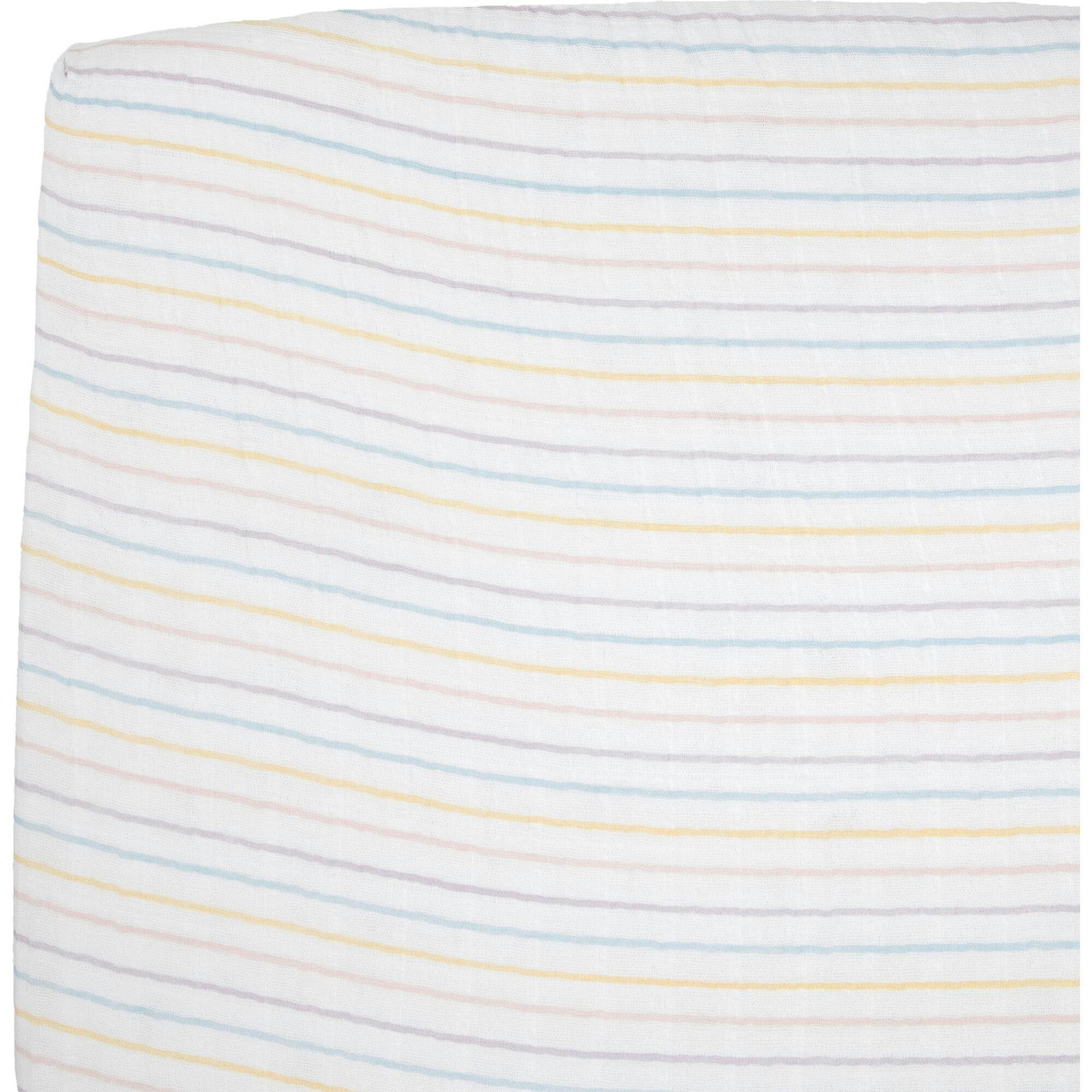 Cotton Muslin Crib Sheet - Unicorn Stripe