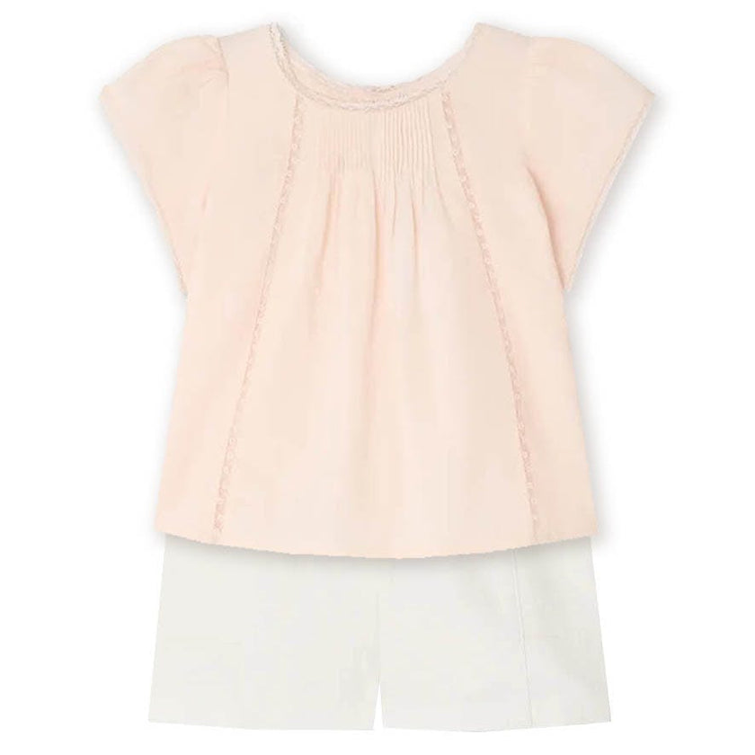 BONPOINT Lacacia Vintage Lace Baby Set - Rose/White