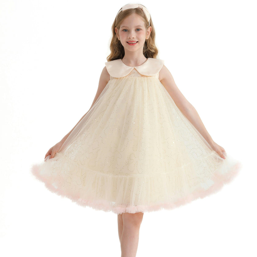 Champagne Caledonia Pleated Dress