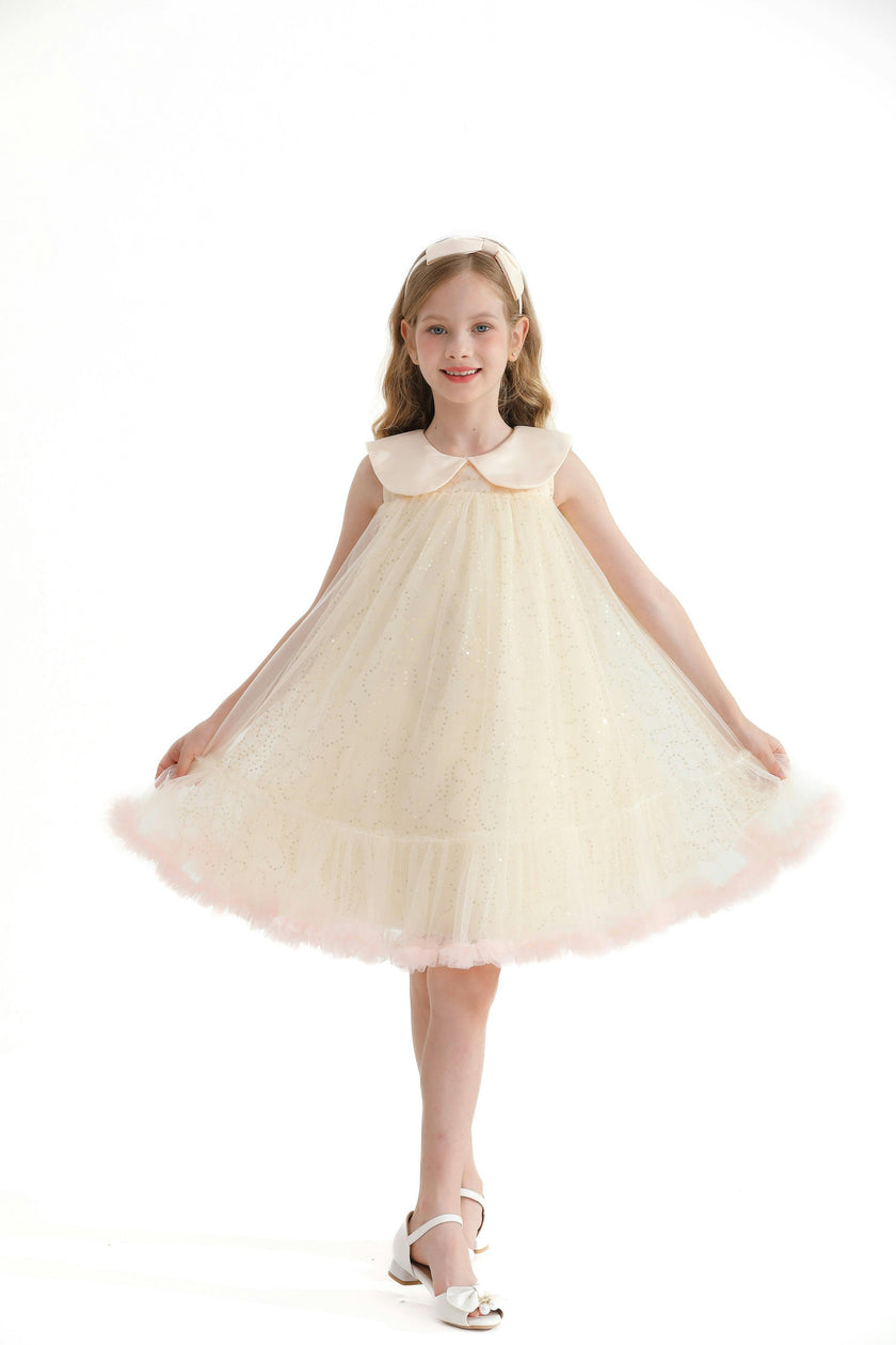 Champagne Caledonia Pleated Dress