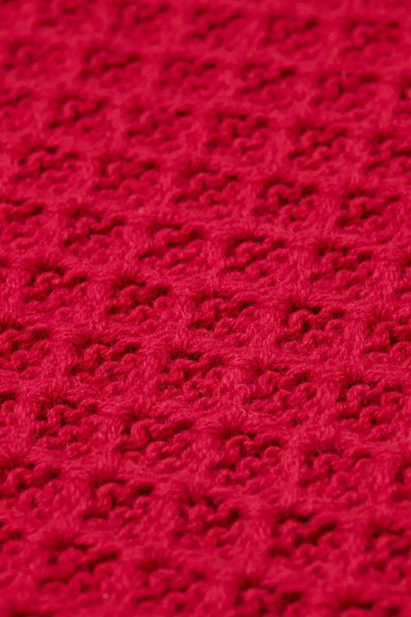 Red Short Slv Sweater W/Puff Sleeves