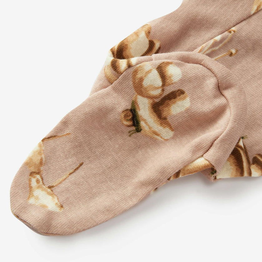 Mushroom Organic Cotton Ruffle Footed Romper
