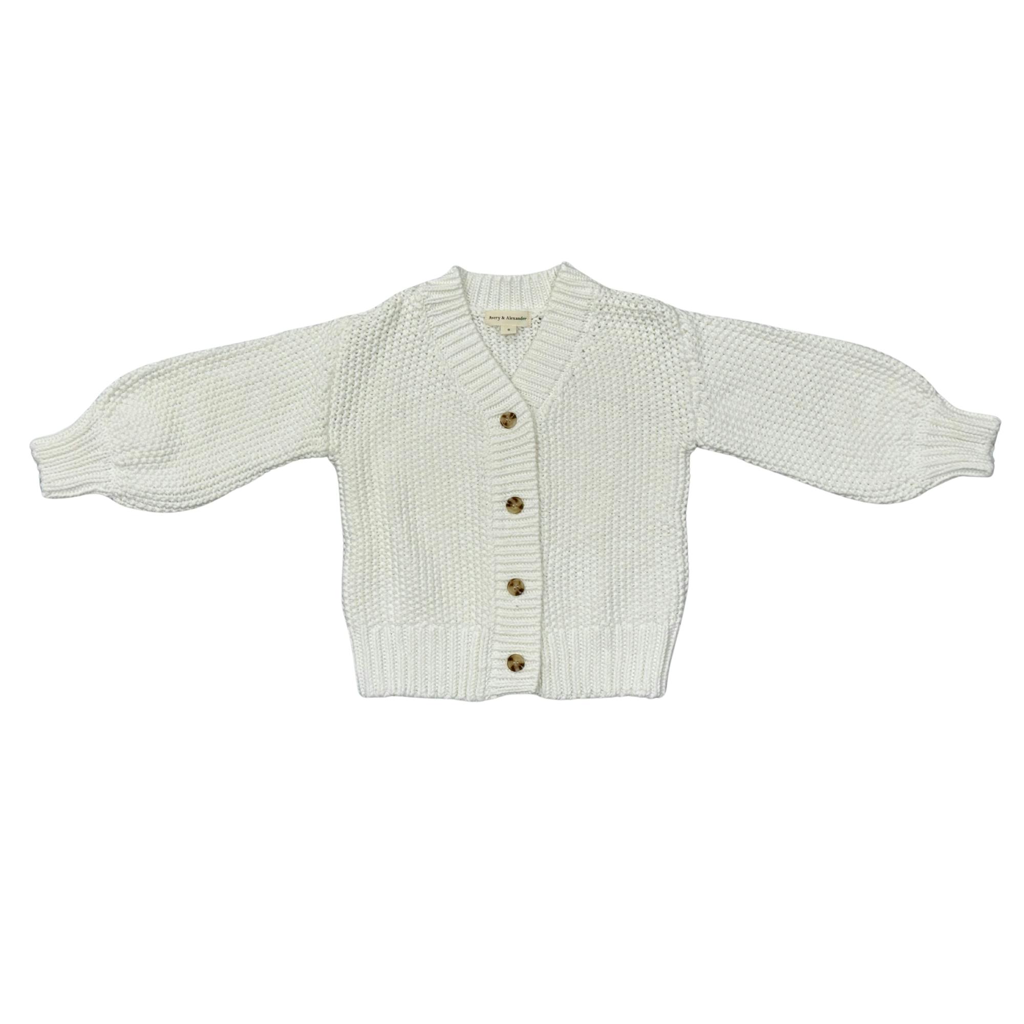 Girls Chunky Knit Cardigan in Off-White