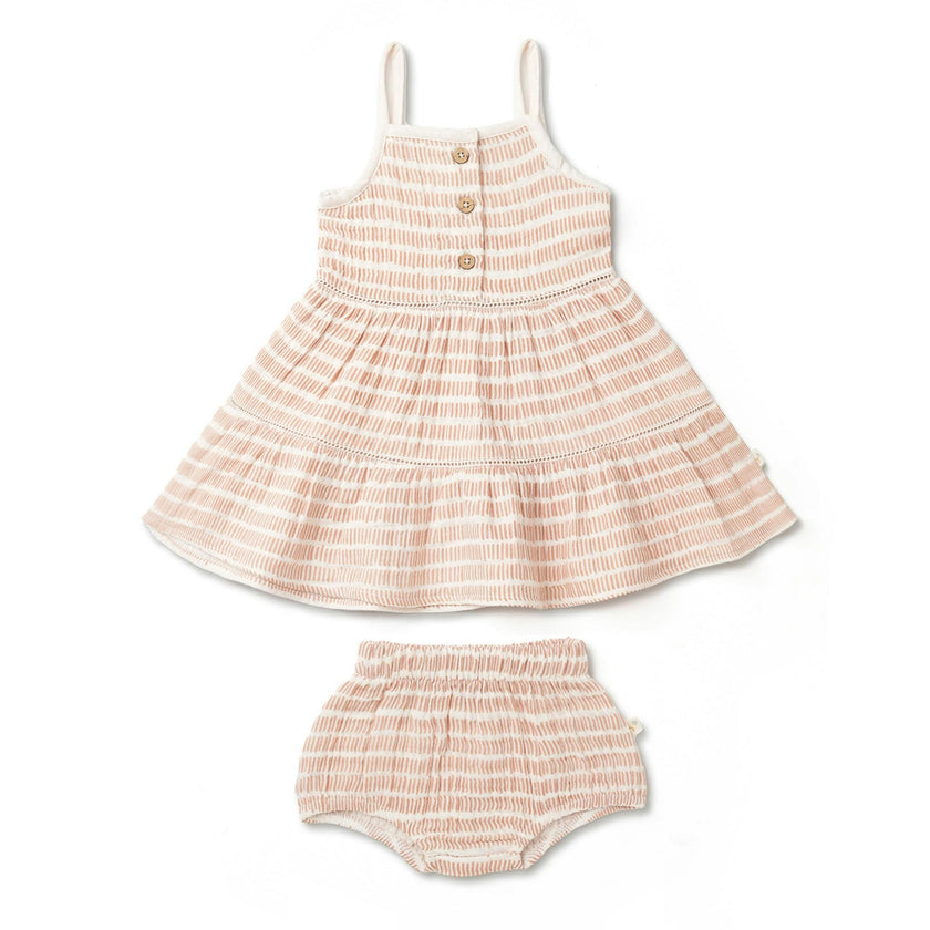 Organic Buttoned Tiered Dress