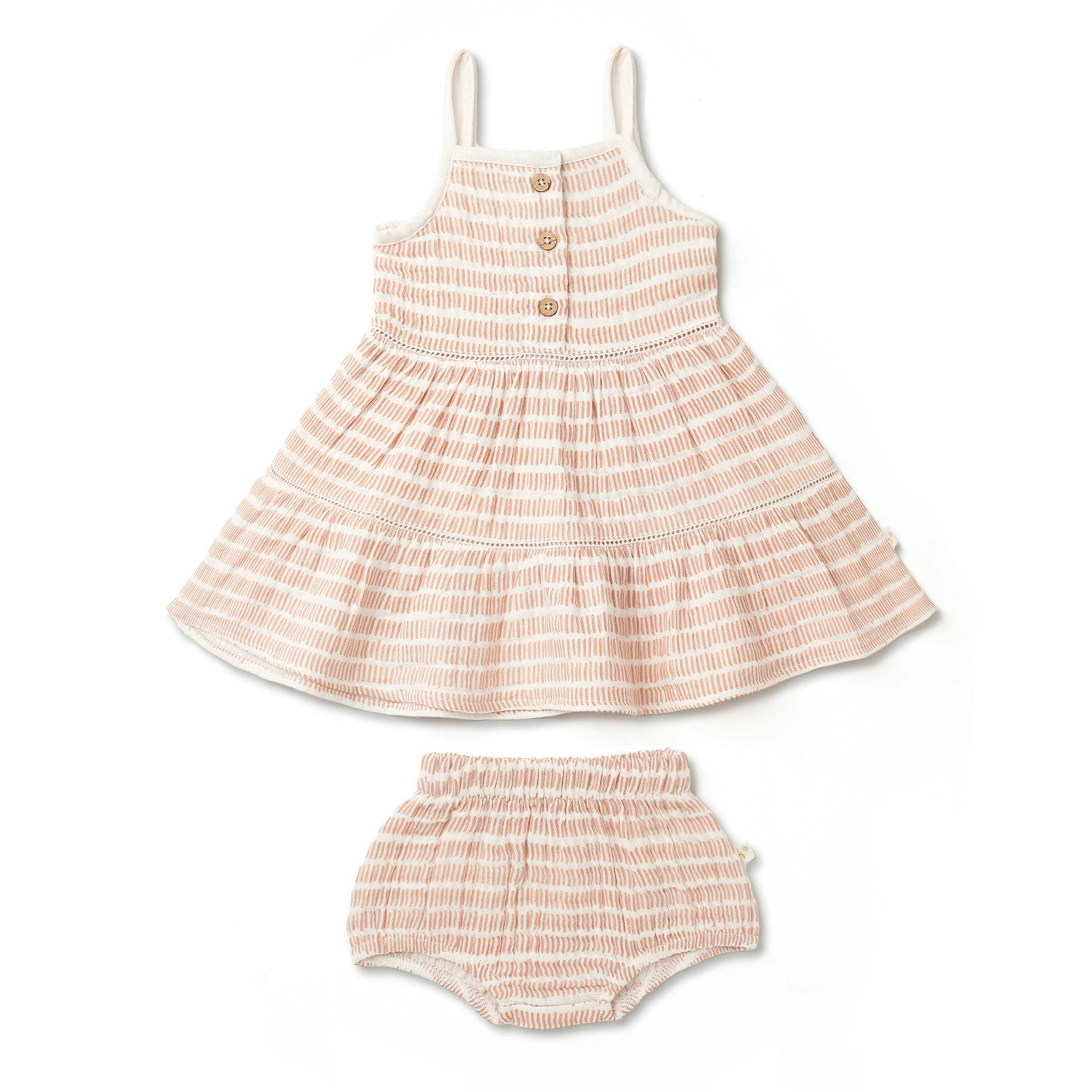 Organic Buttoned Tiered Dress