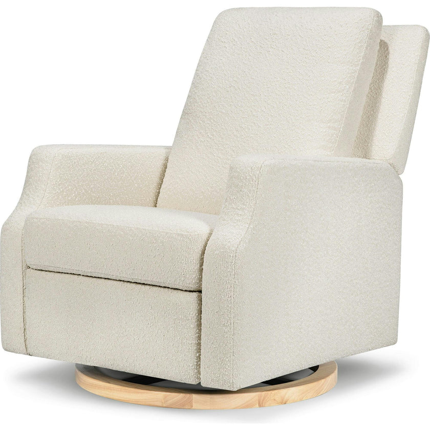 Crewe Recliner and Swivel Glider in Ivory Boucle w/Light Wood Base